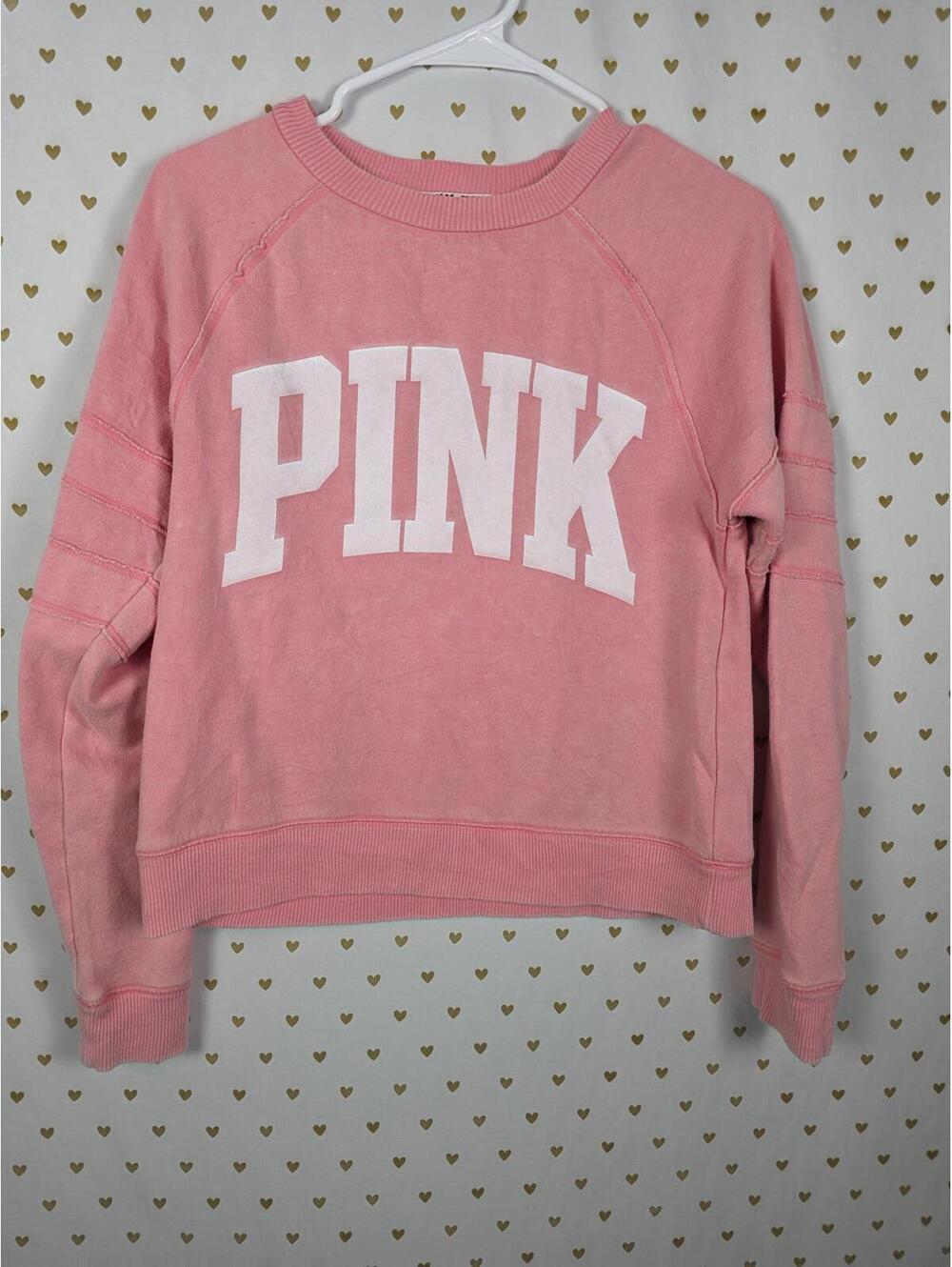 Victorias Secret Pink Logo Sweater Shirt Long Sleeve Vintage XS